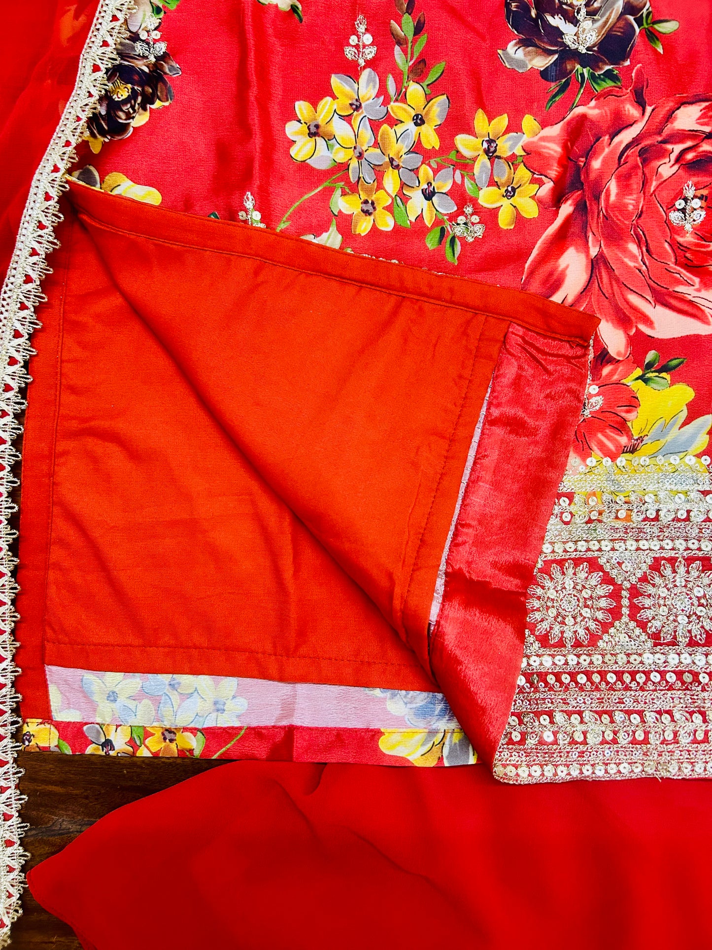 Nitya- Digital Sharara Suit Set (Rust Orange)