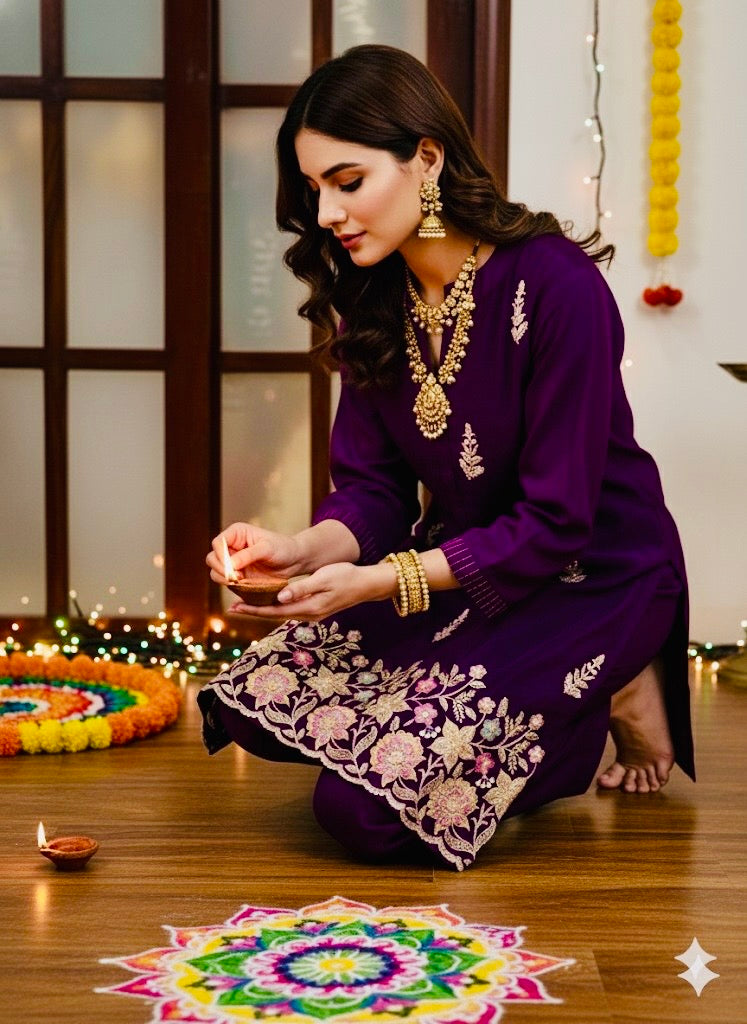 Shahi Rutt- Royal Purple Co-ord Set