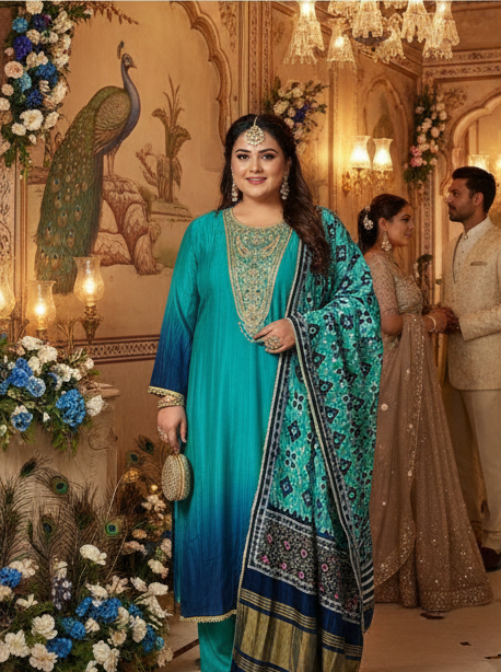 Mayuri- Peacock Paradise Plus Size Suit Set