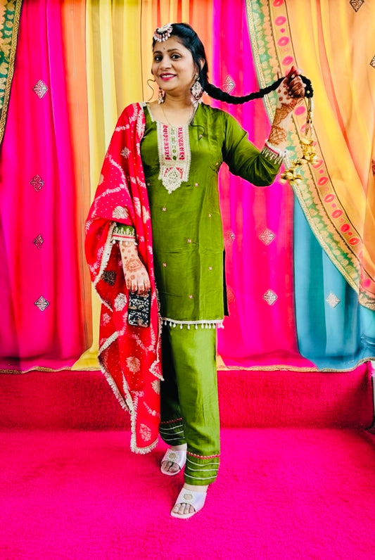 Ambi- Green Farshi Suit Set